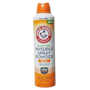 Arm & Hammer Invisible Body Powder Spray Eliminates Body Odor & Absorbs Moisture & Sweat Sprays On Clear - 1 Pack