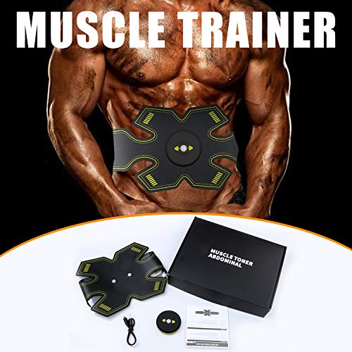 BLUE LOVE Abs Stimulator Muscle Toner Abdominal Toning Belt Workouts Portable EMS Training Home Office Fitness Equipment for Abdomen/Arm/Leg Training(USB Charging)