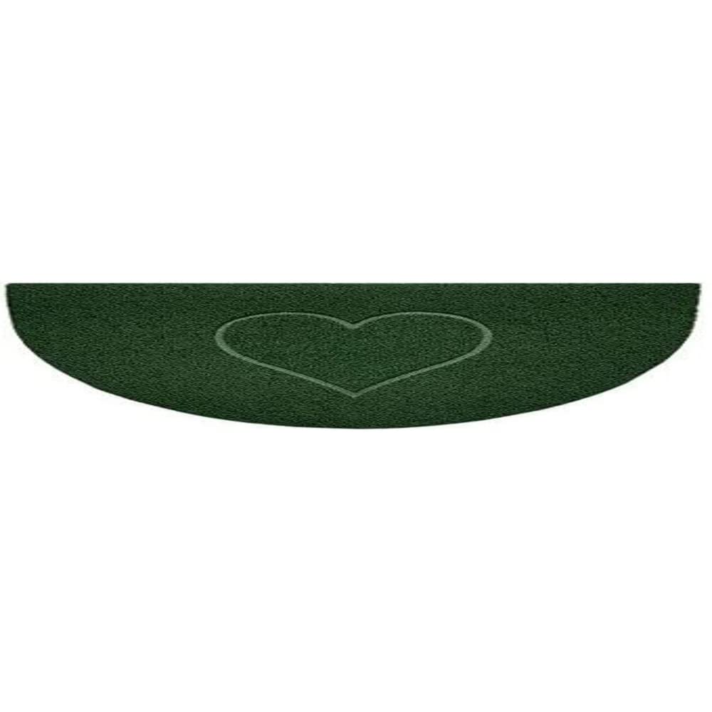 Nicoman Embossed Halfmoon Half Circle Door Mat Dirt-Trapper Jet-Washable Doormat 70x44cm (Green, HEART Shape) - Use on Carpet ONLY