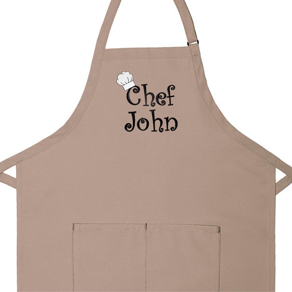Made in the USA Personalized Embroidered Premium Adult Apron for Men Women Fathers Mothers Day Kitchen BBQ Grilling Gift