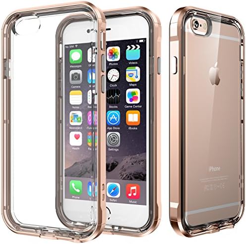 iPhone 6S Case, iPhone 6 Case, LNGLAT Hybrid Stylish Protective Clear Anti-Scratch Back Bumper TPU+PC Shockproof Case for Apple iPhone 6S/6(2015) (Gold)
