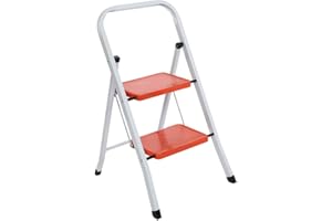 LUISLADDERS 2 Step Ladder Folding Step Stool Heavy Duty Ladders with Handgrip Anti-Slip Sturdy and Wide Pedal Multi-Use for Home and Kitchen 350lbs