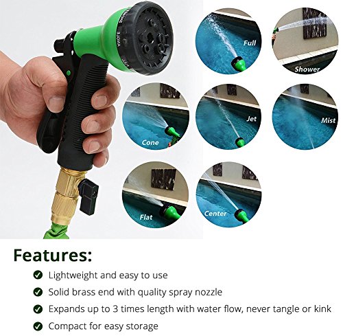 Expandable Water Hose No Kinking Flexible Lightweight Garden Nozzle with 7-Pattern Spray 50ft