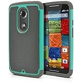 Moto X 2nd Gen Case, MagicMobile [Dual Armor Series] Hybrid Impact Resistant Moto X 2nd Generation Shockproof Tough Case Hard Plastic with Silicone Protective Case for Moto X 2 (2014) [Gray/Turquoise]