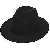 Unisex Classic Manhattan Structured Trilby Fedora Hat Wide Brim Felt Fedora Hat Cap Jazz Hat Black
