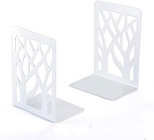 Book Ends, Bookends, Book Ends for Shelves, Bookends for Shelves, Bookend, Book Ends for Heavy Books, Book Shelf Holder Home Decorative, Metal Bookends White 1 Pair, Bookend Supports, Book Stoppers