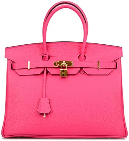Ainifeel Women's Genuine Leather Padlock Handbags With Gold Hardware