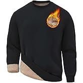 HODOSPORTS Mens Crewneck Sherpa Lined Sweatshirts Fleece Lined Pullover Shirts Warm Heavyweight Basic Tops Winter Clothes