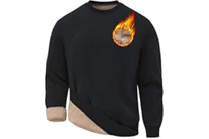 HODOSPORTS Mens Crewneck Sherpa Lined Sweatshirts Fleece Lined Pullover Shirts Warm Heavyweight Basic Tops Winter Clothes