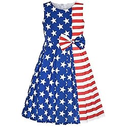 Sunny Fashion Girls Dress Color Block Contrast Bow