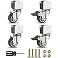 Heavy Duty Casters Set of 4 U Bracket Shaped Mute 1inch Caster Wheels,for Small Flower Pot Holder, Computer Host Tray，Quiet and Protects Floors,Plywood Width 17mm