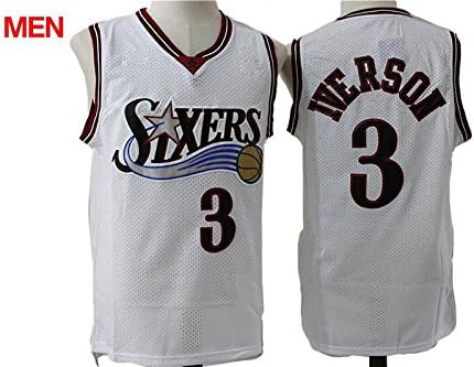 NEW! Allen Iverson #3 Philadelphia 76ers Mens Mesh Basketball Jerseys White Retro S