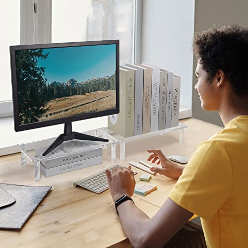 Sumerflos Clear Acrylic Monitor Laptop Stand, Sturdy and Save Space