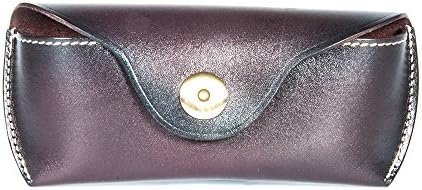 DanceHand Unisex Handmade Genuine Leather Eyeglass Case Vintage Sunglasses Eyewear Protective Holder ((Bronze Magnetic Snap)coffee)