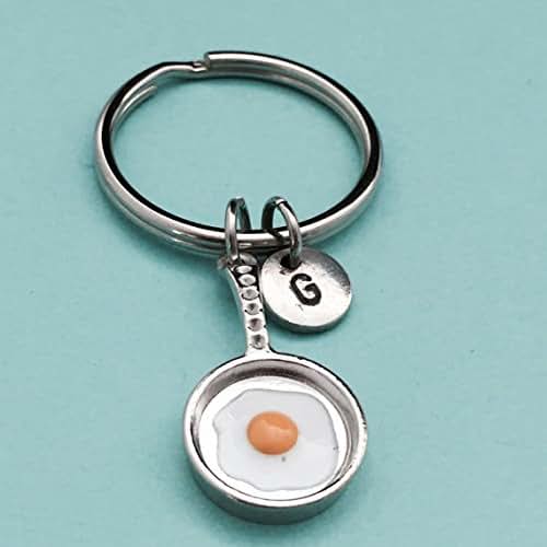 Fried egg keychain, fried egg charm, food keychain