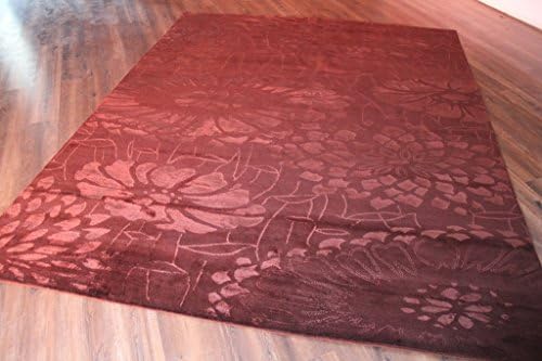 Merorug Wool Rug Nepalese Handmade Area Rug 8' X 10' Hand Knotted Nepali Carpet 8 Feet by 10 Feet 100 Knot Wool Chocolate Color Nepali Rug