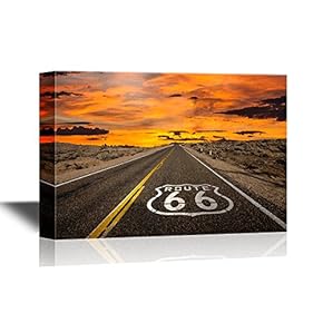 Route 66 with Orange Sky