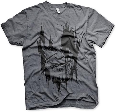 Avengers Infinity War Thanos Face Official Marvel Grey Mens Tshirt