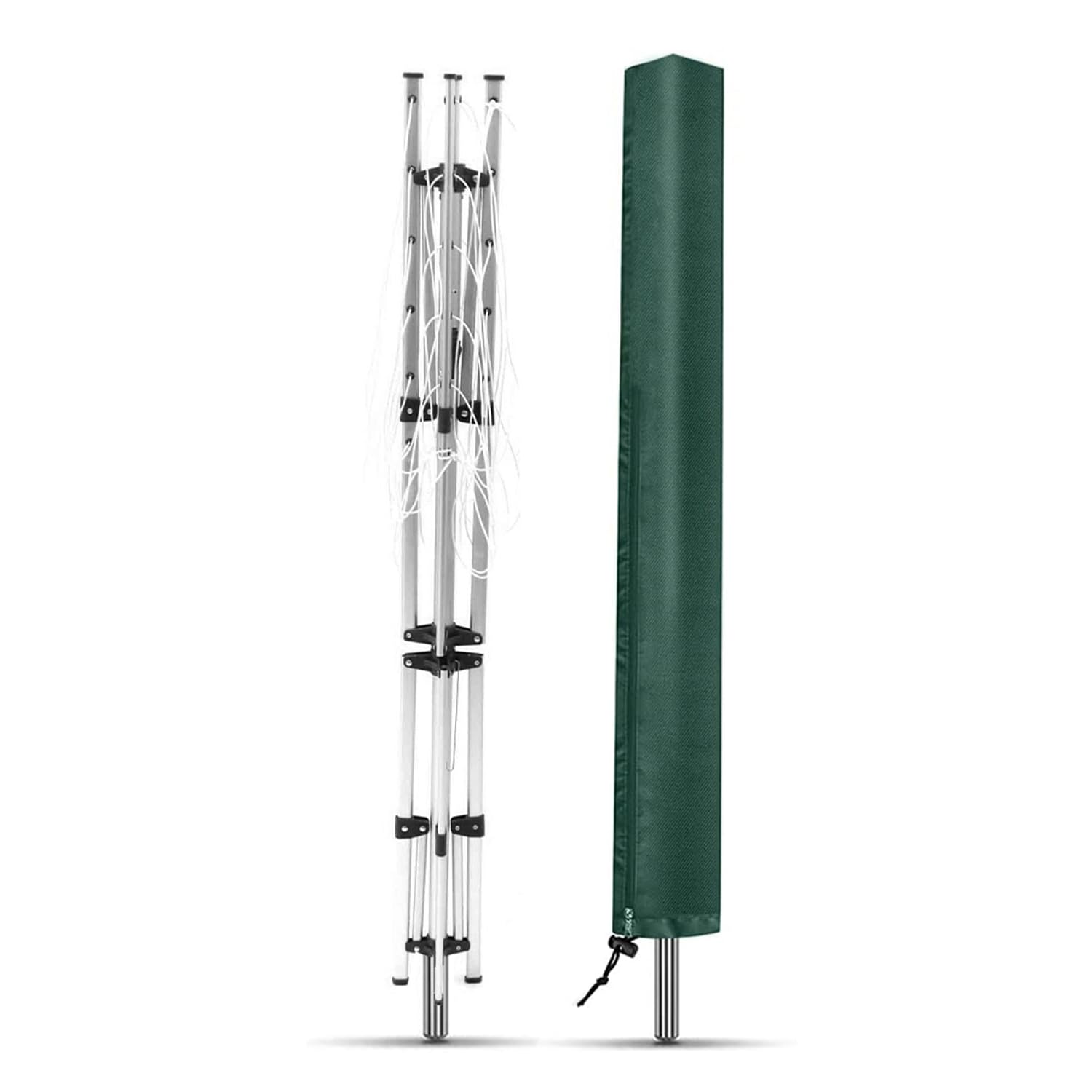 Flatro Rotary Washing Line Cover Waterproof Fabric with Zip - 165x15cm Durable Rotary Outdoor Clothes Dryer Cover - Protective Weather Resistant Small Parasol Covers for Garden Dryer and Airer (Green)