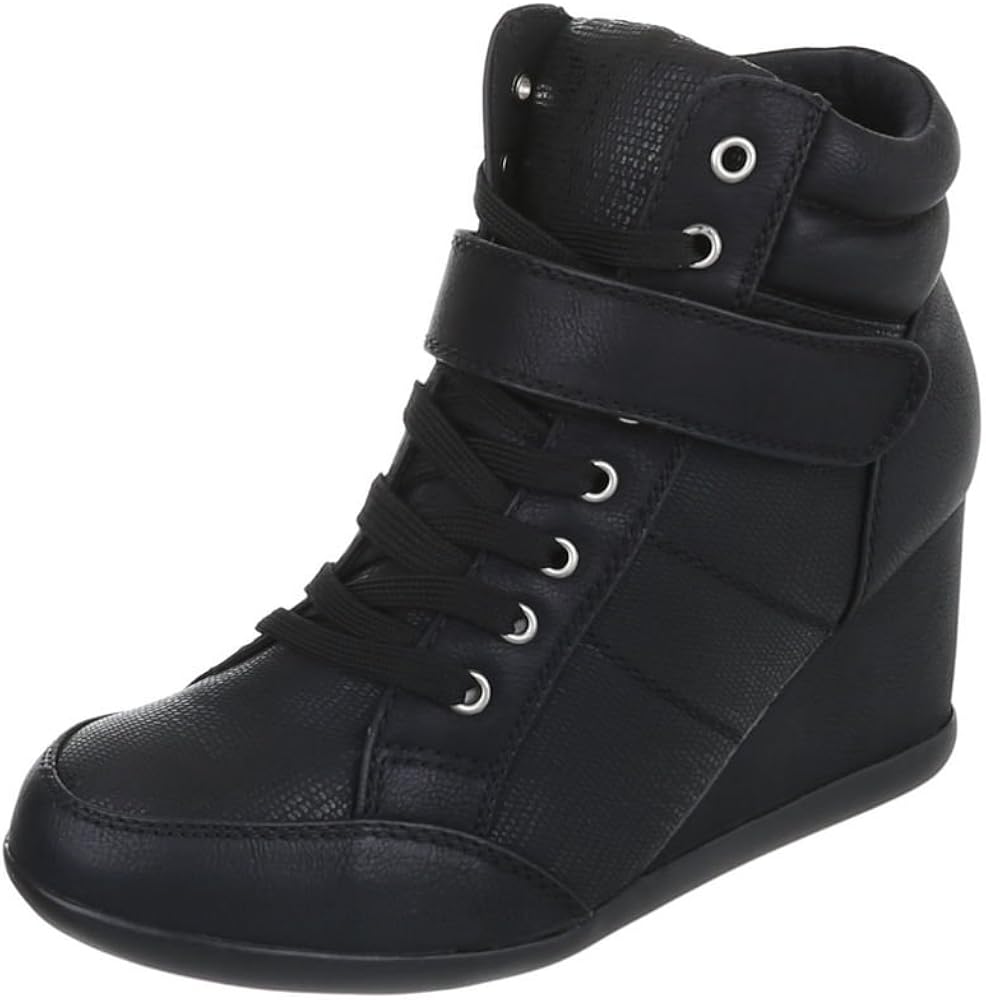 Women's Trainers Wedge Heel Sneakers high Black Size 3.5 UK Amazon.co