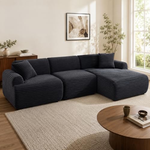 105" Modular Sectional Sofa for Small Spaces, No Assembly, Black Chaise at Amazon