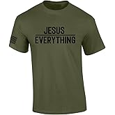 Jesus Over Everything Bible Scripture Mens Christian Tshirt Jesus Cross Short Sleeve T-Shirt Graphic Tee