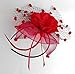 Coolwife Womens Fascinator Veil Flower Cocktail Tea Party Headwear (Red)