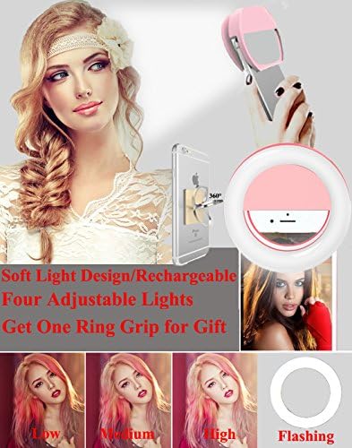 Selfie Ring Light,Werleo Rechargable Camera Flash Fill Light Dimmable Selfie LED Spotlight Lamp [36 LED]&amp;Cell Phone Ring Grip Holder for iPhone iPad Macbook Sumsung Galaxy Note Android Phones Tablets