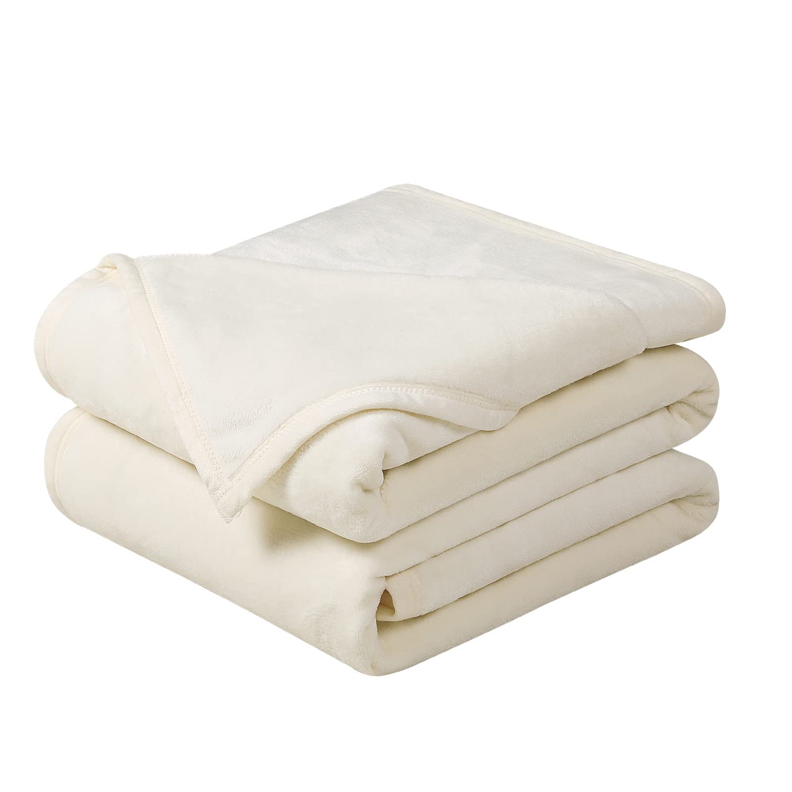 Photo 1 of Soft Twin Size Winter Blanket All Season Warm Fuzzy Microplush Lightweight Thermal Fleece Blankets for Couch Bed Sofa,66x90 Inches,Ivory