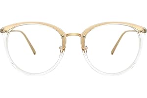 TIJN Blue Light Block Glasses Vintage Round Optical Eyewear Metal Frame Eyeglasses for Women
