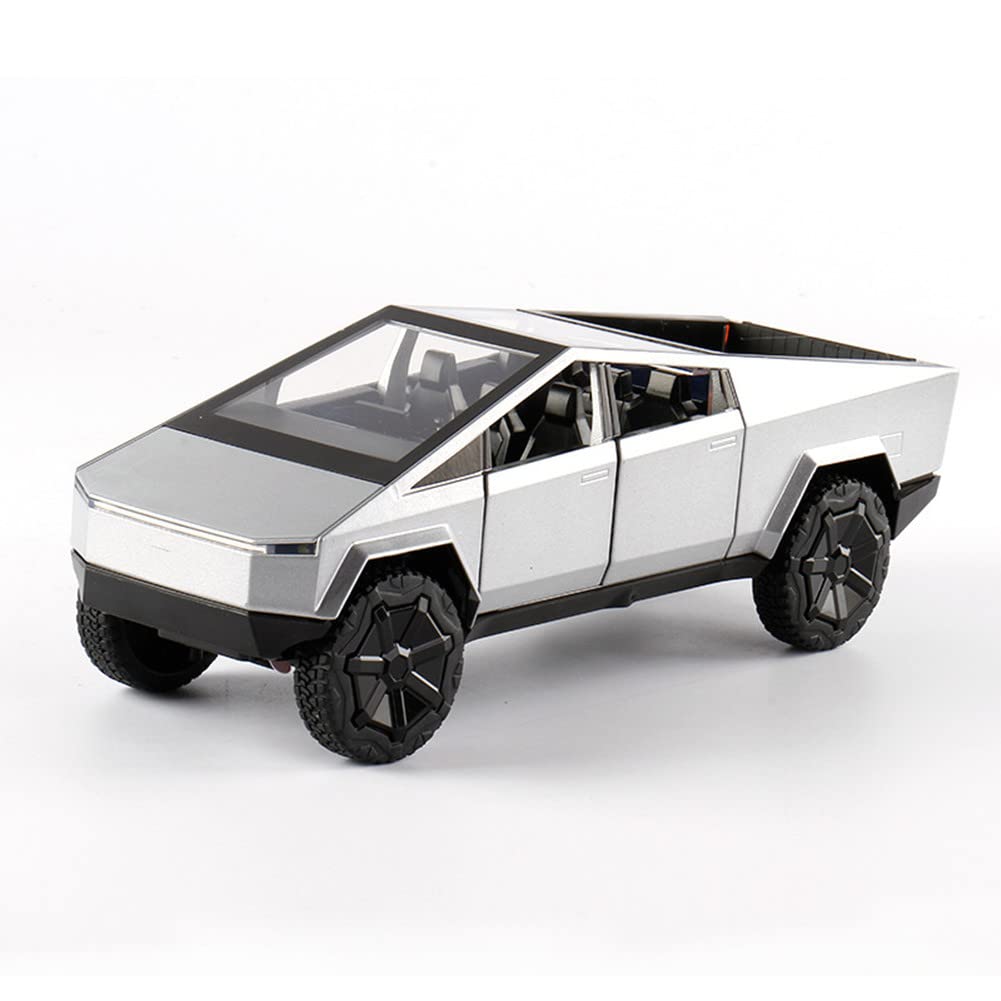 ARCADORA 1/24 Alloy Diecast Model Car Pullback Vehicle Toy Collection for Tesla Cybertruck Pickup, Kids Gift, with Sound and Light