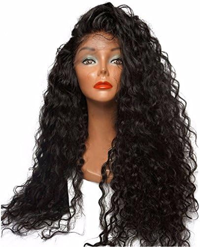 MHAZEL Long Loose Curly Synthetic Lace Front Wig for Black Women Heat Resistant Fiber Hair Gluless Wigs 24-26" with Baby Hair