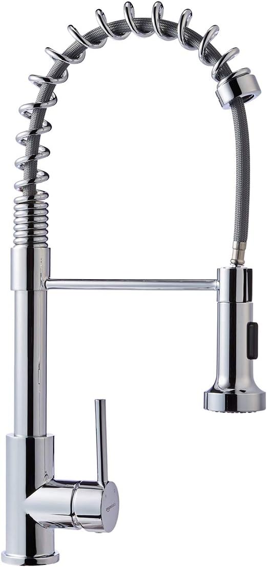 Amazonbasics Pro Style Spring Sprayer Kitchen Faucet Polished