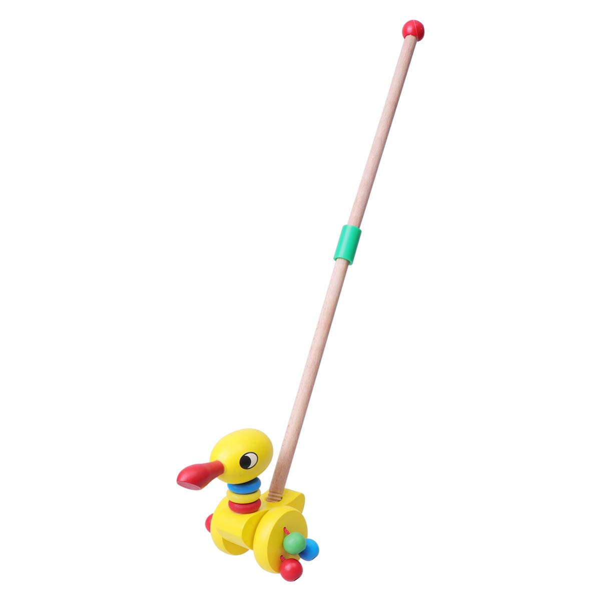 NUOBESTY Baby Wood Pushing Pull Toys Cartoon Animal Baby Walker Push Toy Pull Along Toddler Learning Balance Walking s (Pointed Mouth Duck)