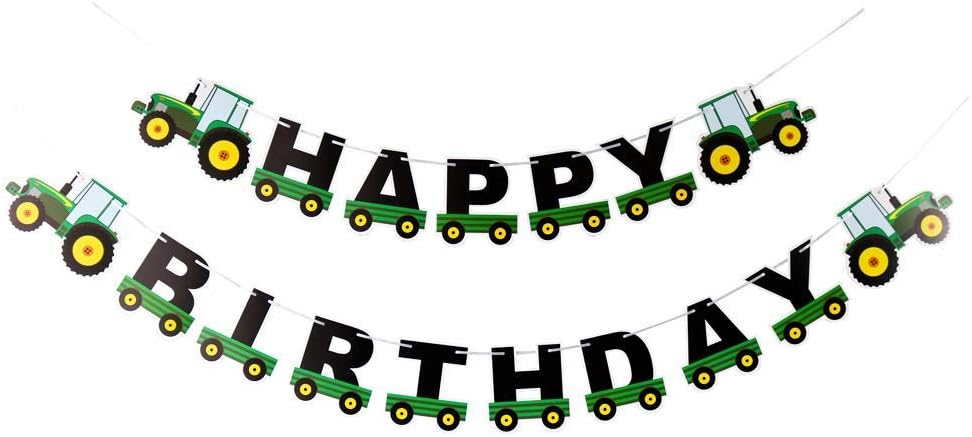 Tractor Themed Birthday Banner, Baby Shower Party Decoration, Green, 139.7 cm x 12.19 cm