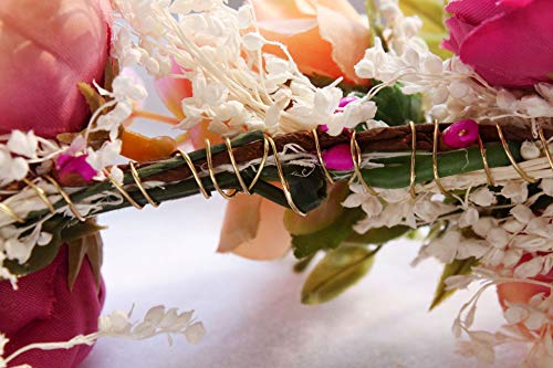 Adjustable Flower Headband Hair Wreath Floral Garland Crown Headpiece with Ribbon for Wedding Ceremony Party Festival