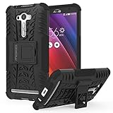 MoKo ASUS Zenfone 2 Laser Case - Heavy Duty Rugged Dual Layer Armor with Kickstand Protective Cover for ASUS Zenfone 2 Laser (ZE550KL / ZE551KL) 5.5 Inch Smartphone 2015 Release, BLACK