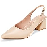 GENSHUO Women's Slingback Closed Toe Block Chunky Low Heel Pumps - 2.36 Inches Office Wedding Party Dress Shoes