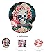 Vintage Sugar Skull Ergonomic Design Girly Cute Mouse Pad with Wrist Rest Hand Support. Round Large Mousing Area. Matching Microfiber Cleaning Cloth for Glasses & Screens. Great for Gaming & Work