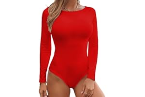 BelleLovin Women's Round Collar Neck Long Sleeve Bodysuit Jumpsuit Top