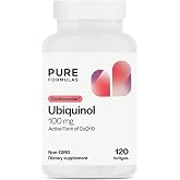 PureFormulas Ubiquinol Supplement CoQ10 for Heart Health &amp; Cellular Energy, Enhanced Absorption, Gluten-Free &amp; Non-GMO, Kaneka Ubiquinol 100mg Softgels &ndash; 120 Count