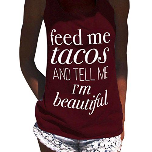 iLH® Clearance Sleeveless Shirt,Fashion Women Vest Tops American Flag Print Sleeveless Tank Crop Tops Vest Blouse by ZYooh (L, Wine Red) - Thumbnail 7