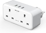 Mscien UK to European Travel Adapter Plug 3 USB 2 Way Extension Socket Type E F view 1