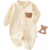 KaKa Co. Baby Long Sleeve Bodysuit Rompers, 100% Cotton, Soft & Hypoallergenic One-Piece Outfit for Infants 0-12 Months
