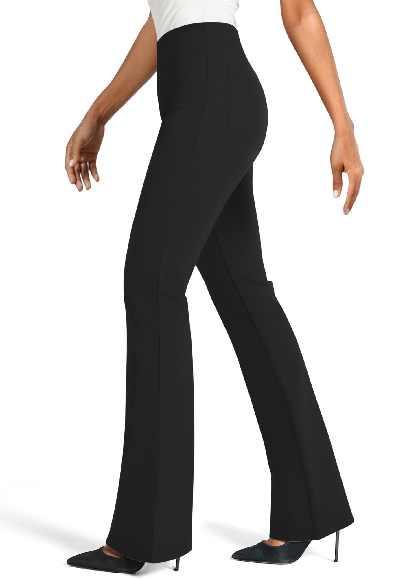 Photo 1 of NIMIN Dress Work Black Pants Women Business Casual Trousers Stretchy High Waisted Pull On Flare Office Slacks Boot Cut 2025 Fashion Outfits with Back Pockets Black XS