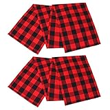 Aneco 2 Pack Checkered Table Runner Cotton Table Runner Trendy Modern Plaid Design Tablerunner Elegant Decor for Indoor Outdoor Events 13 x 72 Inches Red and Black