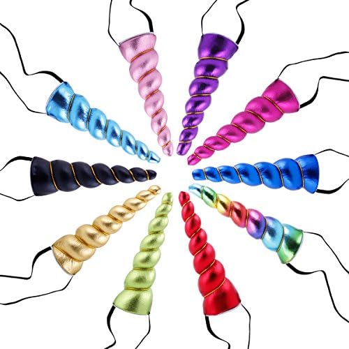 10 Pcs Unicorn Horn Headbands for Kids & Toddlers Party Decoration Halloween Cosplay Costume (10pcs-Exquisite)