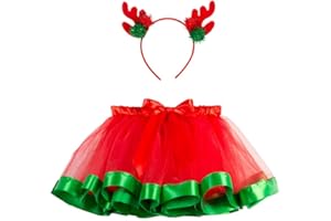 SUNTRADE Christmas Tutu Skirt Red Layered Ballet Tulle Christmas Party with Headband