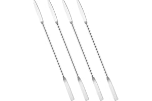 Andibro 4 Pcs Small Metal Spatula, 6"Lab Spatula Double Ended with Square Stainless Steel Mini Square/Round End for Mixing Cosmetics Kitchen Laboratories