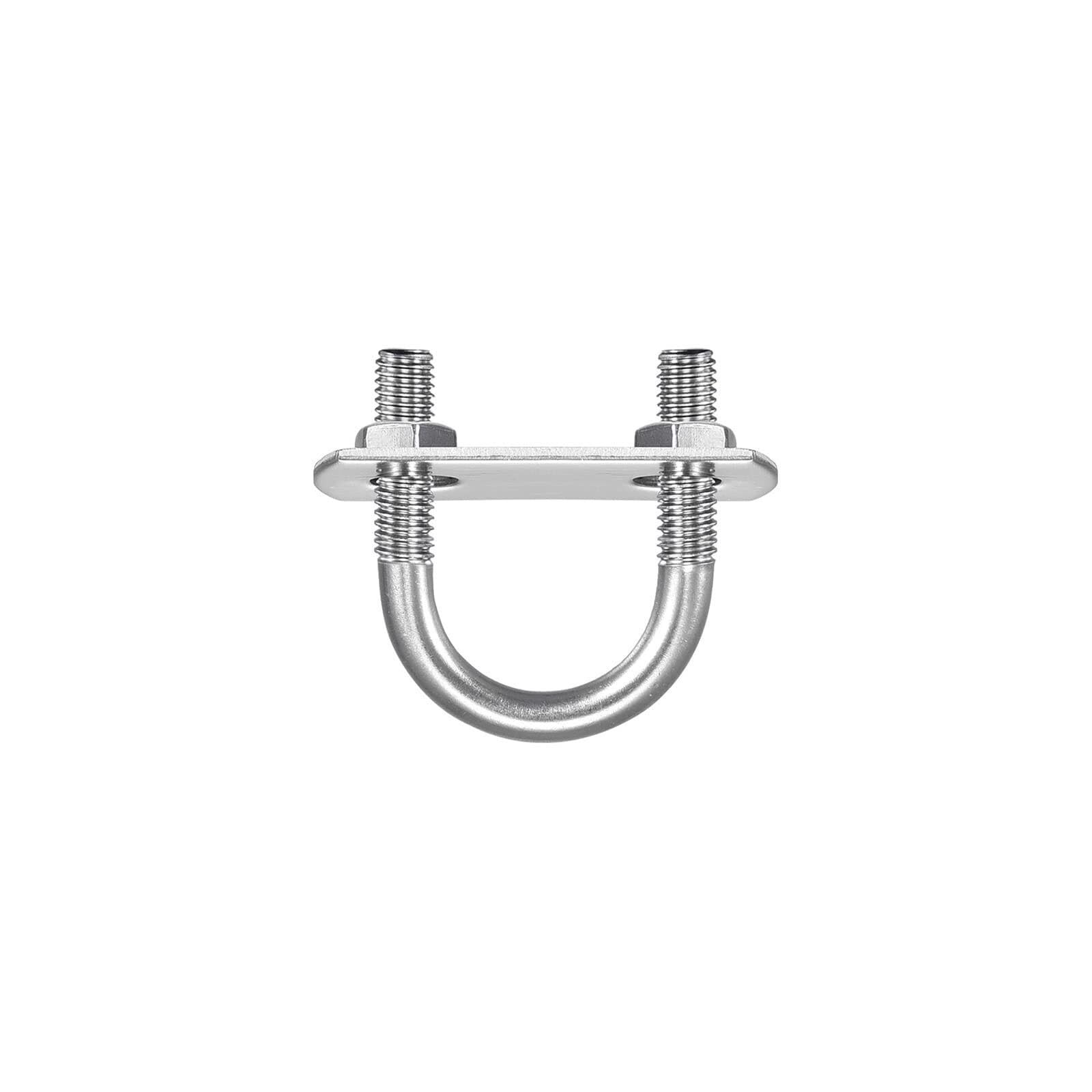 TOP-VIGOR M6 Round U-Bolt, 18mm Inner Width 36mm Length 304 Stainless Steel Tie Down U-Bolts with Nut, Plate for Building Installations Mechanical Parts Connection Cehicles Ships